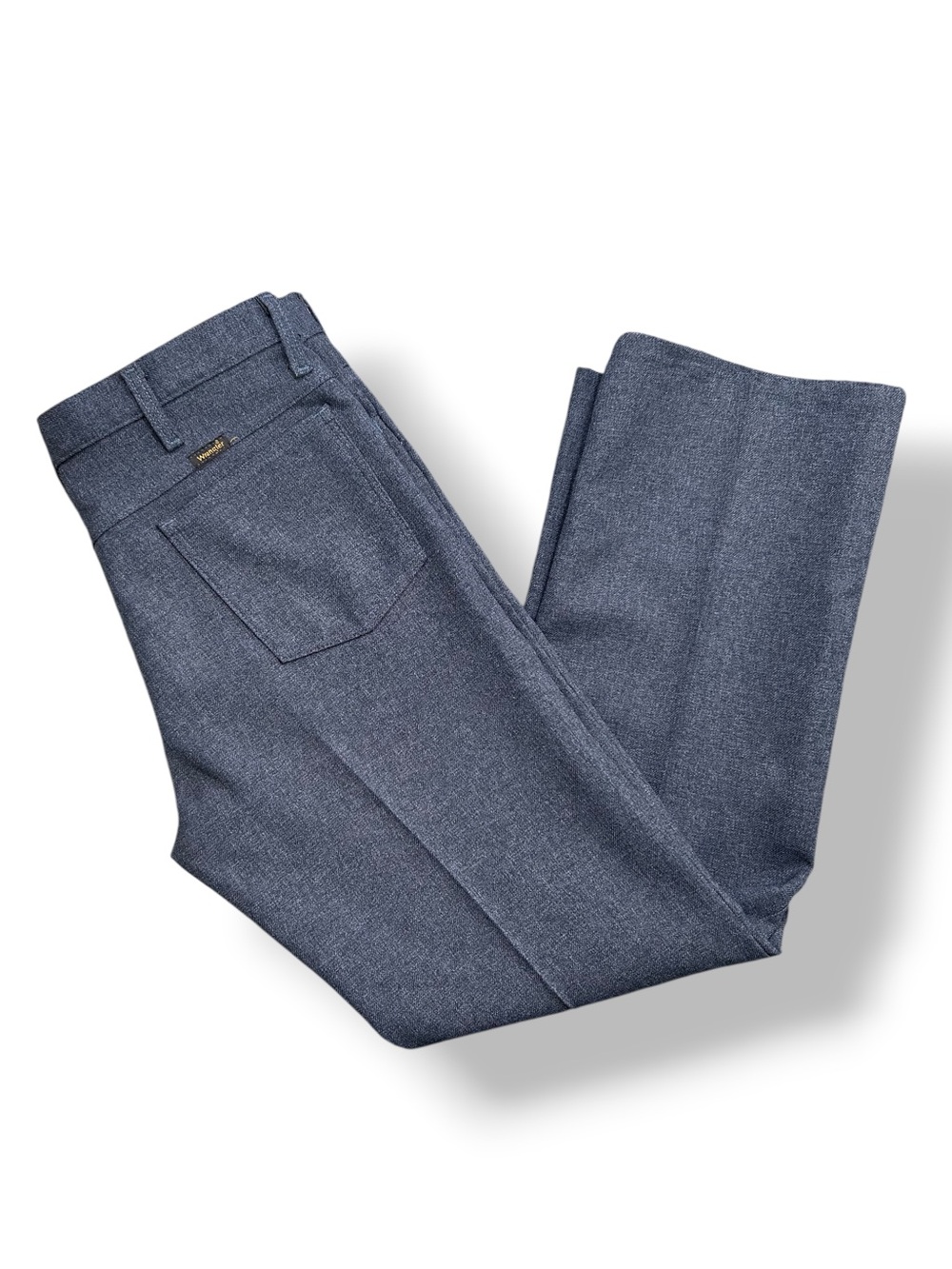 4/$20 Wrangler Vintage Blue Heather Polyester Western Dress Pants 36x30 USA - Picture 3 of 5